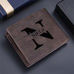 Gepersonaliseerde Foto PU Leren Heren Bifold Portemonnee met Gegraveerde Tekst en Meerdere Kaartsleuven Vaderdag Jubileum Cadeau voor Hem