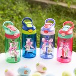 Personalized Cute Easter Bunny Pink Bow Initial Kid's Water Bottle with Name Easter Back to School Birthday Gift for Boys Girls