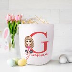 Panier pour Chasse aux Œufs en Toile Personnalisé avec Nom Initiale et Personnage Cadeau Anniversaire Pâques pour Enfant Famille Ami