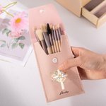 Croce personalizzata di nascita fiore trucco borsa pennelli con 8 pezzi pennelli addio al nubilato matrimonio Pasqua regalo cristiano per le donne ragazze