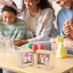 Personalisierte niedliche Ostern Hase Ei rosa Schleife anfängliche hölzerne klare Spardose Sparschwein mit Namen Ostern Party Bildungsgeschenk für Kinder