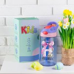 Personalized Cute Easter Bunny Pink Bow Initial Kid's Water Bottle with Name Easter Back to School Birthday Gift for Boys Girls