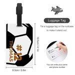 Personalised Soccer Design Luggage Bag Tag with Name and Number Travel Accessories Match Day Birthday Gift for Soccer Lovers