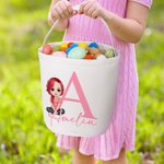 Panier pour Chasse aux Œufs en Toile Personnalisé avec Nom Initiale et Personnage Cadeau Anniversaire Pâques pour Enfant Famille Ami