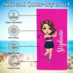 Personalisierte Cartoon Golfspieler Geburt Blume überdimensioniert schnell trocken Strand Handtuch mit Namen Geburtstag Reisezubehör Geschenk für Golf-Enthusiasten