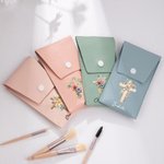 Croce personalizzata di nascita fiore trucco borsa pennelli con 8 pezzi pennelli addio al nubilato matrimonio Pasqua regalo cristiano per le donne ragazze