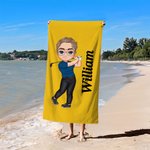 Personalisierte Cartoon Golfspieler Geburt Blume überdimensioniert schnell trocken Strand Handtuch mit Namen Geburtstag Reisezubehör Geschenk für Golf-Enthusiasten