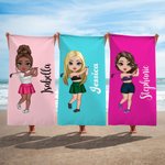 Personalisierte Cartoon Golfspieler Geburt Blume überdimensioniert schnell trocken Strand Handtuch mit Namen Geburtstag Reisezubehör Geschenk für Golf-Enthusiasten
