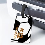 Personalised Soccer Design Luggage Bag Tag with Name and Number Travel Accessories Match Day Birthday Gift for Soccer Lovers