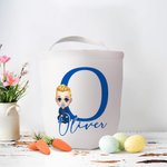 Panier pour Chasse aux Œufs en Toile Personnalisé avec Nom Initiale et Personnage Cadeau Anniversaire Pâques pour Enfant Famille Ami