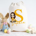 Personalised Cute Cartoon Character Drawstring Gift Bag with Name Easter Gift for Boys Girls