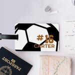 Personalised Soccer Design Luggage Bag Tag with Name and Number Travel Accessories Match Day Birthday Gift for Soccer Lovers