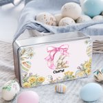 Scatola di latta per biscotti personalizzata con iniziale e nome, regalo di compleanno di Pasqua per bambini, famiglia e amici.