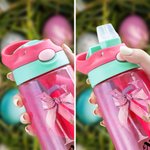 Personalized Cute Easter Bunny Pink Bow Initial Kid's Water Bottle with Name Easter Back to School Birthday Gift for Boys Girls
