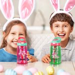 Personalized Cute Easter Bunny Pink Bow Initial Kid's Water Bottle with Name Easter Back to School Birthday Gift for Boys Girls