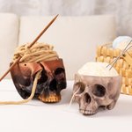 Personalized 3D Printed Gothic Skull Yarn Bowl Holder Storage with Name Knitting Supplies Accessories Home Decor Birthday Gift for Knitters
