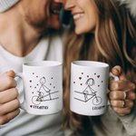 Personalised Couple Riding Bicycle Stick Figure Face Photo Mug with Name Valentine's Day Anniversary Gift for Couple