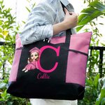 Sac de voyage personnalisé avec noms et pochette en maille Cadeau de voyage pour les femmes