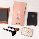 Croce personalizzata di nascita fiore trucco borsa pennelli con 8 pezzi pennelli addio al nubilato matrimonio Pasqua regalo cristiano per le donne ragazze
