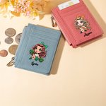Personalized Cheerleading Girl Portable Genuine Leather Wallet Coin Purse with Name and 8 Card Holders Birthday Game Day Gift for Girls