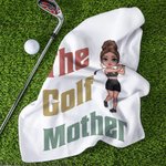 Personalizado El Golf Cartoon Character Waffle Toalla con Título y Gancho Portátil Cumpleaños Curso Accesorios Regalo para los amantes del golf