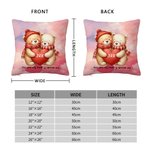 Personalised Cute Couple Bear Soft Throw Pillow Cover with Initial and Text Home Decor Valentine's Day Gift for Couple