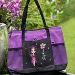Personalisierte Cartoon Graduate Geburt Blume große Tragetasche mit Namen und Mesh-Taschen Reisen Graduierung Geburtstag Geschenk für Frauen Mädchen