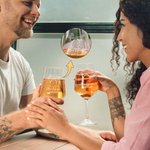 Personalized Cheers Goblet Wine Glass and Slate Coaster Set with Engraved Name and Date Valentine's Day Anniversary Wedding Gift for Couples