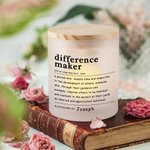 Personalised Difference Maker LED Candle Lamp Jar with Name and Wooden Lid Home Decor Appreciation Gift for Leader Coworker Teacher