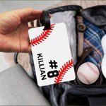 Etiqueta de equipaje de béisbol personalizada con nombre Accesorios de viaje Regalo de cumpleaños para jugador de béisbol Amante del deporte
