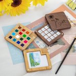 Gepersonaliseerd Geboortebloem Draagbaar Houten Aquarelpalet Tekenbord Met Naam Buiten Schilderen Supply Verjaardagscadeau voor schilders
