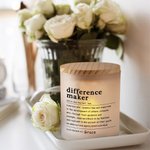 Personalised Difference Maker LED Candle Lamp Jar with Name and Wooden Lid Home Decor Appreciation Gift for Leader Coworker Teacher