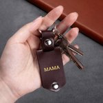 Personalisierter PU-Leder Schlüsselanhänger mit Foto Eingraviertem Text Vatertag Muttertag Jahrestag Geschenk für Papa Mama