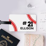 Etiqueta de equipaje de béisbol personalizada con nombre Accesorios de viaje Regalo de cumpleaños para jugador de béisbol Amante del deporte