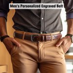 Ceinture en Cuir Durable Personnalisée avec Nom et Monogramme Gravés Accessoire Fait à la Main Cadeau Fête des Pères Anniversaire pour Homme