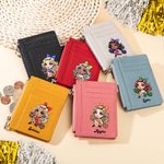 Personalized Cheerleading Girl Portable Genuine Leather Wallet Coin Purse with Name and 8 Card Holders Birthday Game Day Gift for Girls