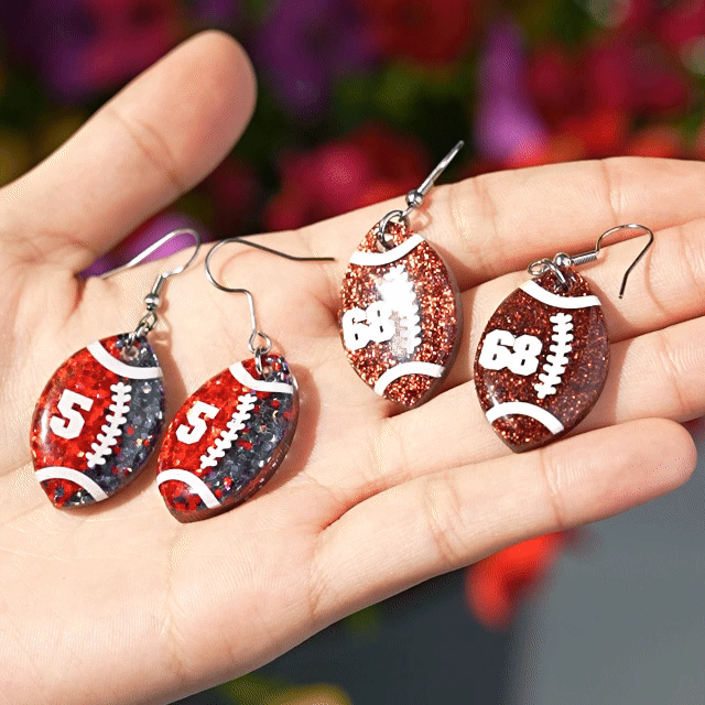 Orecchini da calcio personalizzati con numeri scintillanti Regalo di compleanno per gli amanti del calcio mamma
