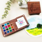 Gepersonaliseerd Geboortebloem Draagbaar Houten Aquarelpalet Tekenbord Met Naam Buiten Schilderen Supply Verjaardagscadeau voor schilders