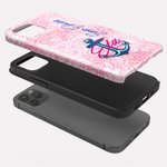Personalised Pink Rose Sorority Phone Case with Name and Text for iPhone Samsung Graduation Keepsake Birthday Gift for Sisters Friends