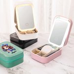 Personalisierte Cheerleading Mädchen Leder-Schmuck-Box mit Namen und LED dreifarbig einstellbar Make-up-Spiegel Game Day Geburtstagsgeschenk für Mädchen