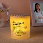 Personalised Difference Maker LED Candle Lamp Jar with Name and Wooden Lid Home Decor Appreciation Gift for Leader Coworker Teacher