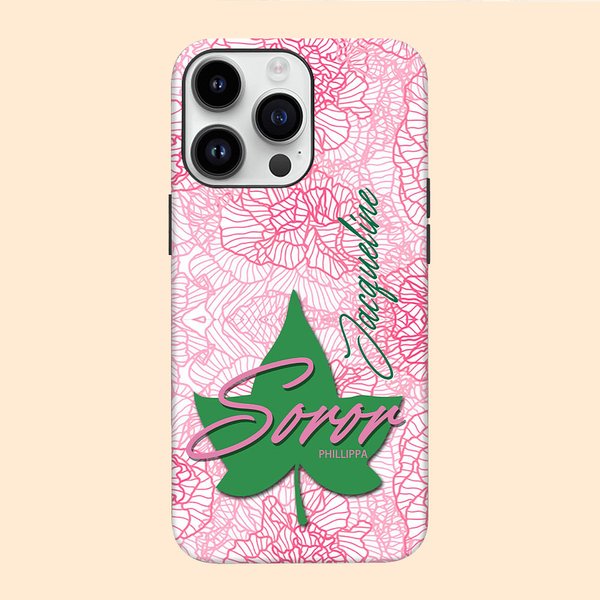 Personalized Pink Rose Sorority Phone Case with Name and Text for iPhone Samsung Graduation Keepsake Birthday Gift for Sisters Friends