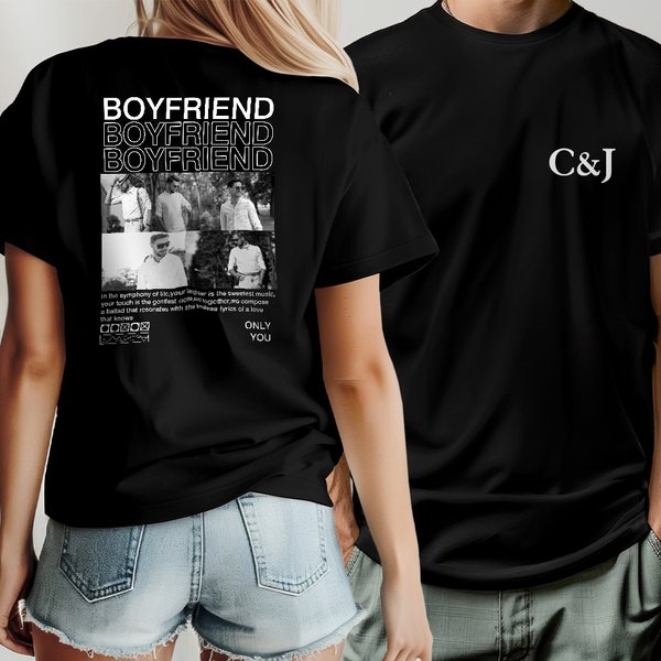 Personlig svartvit 1-10 fotokollage T-shirt Sweatshirt Hoodie med initialer Alla hjärtans dag Jubileumspresent för par