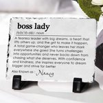 Personalised Boss Lady Slate Plaque with Name and Stand Office Decor Motivating Gift for Women Leader Coworker