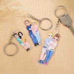 Personalised Couple Cartoon Hugging Acrylic Keychain with Name Valentine's Day Anniversary Bag Charms Gift for Couples