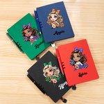 Personalized Cartoon Cheerleader Girl Leather A5 Lined Journal Notebook Pen Set with Name Birthday Game Day Office Gift for Women Girls