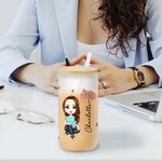 Personalisierte Chaos-Koordinator Cartoon-Charakter 20oz gefrostetem Glas Becher mit Geburt Blume und Stroh tägliche Reise Geburtstag Geschenk für Familie