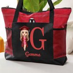 Sac fourre-tout personnalisé avec nom et personnage de dessin animé Cadeau de fin d'études pour fille Femme