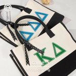 Personalized Glitter Greek Initial Large Canvas Tote Bag Chapter Party Pride Bid Day Sorority Gift for Sister Friends | Callie × Affinity Licensing