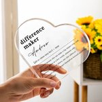 Personalised Difference Maker Acrylic Heart Plaque with Name Home Decor Appreciation Gift for Friends Family Coworkers